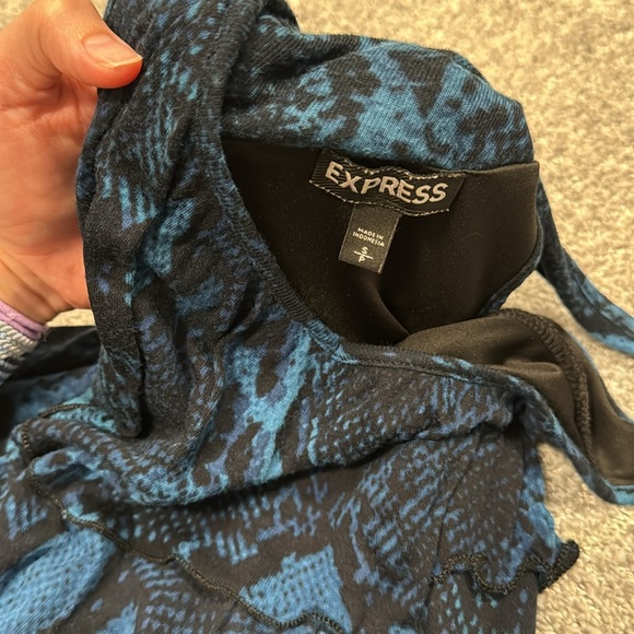 Blue Snake Print Express Ruffle Top - Picture 3 of 4